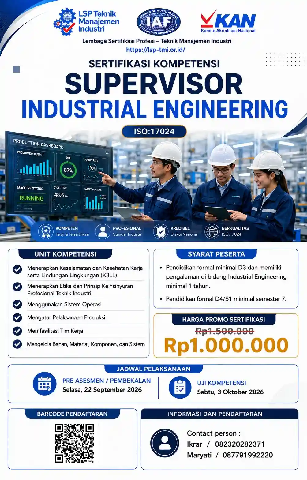 September 2026 : SUPERVISOR INDUSTRIAL ENGINEERING