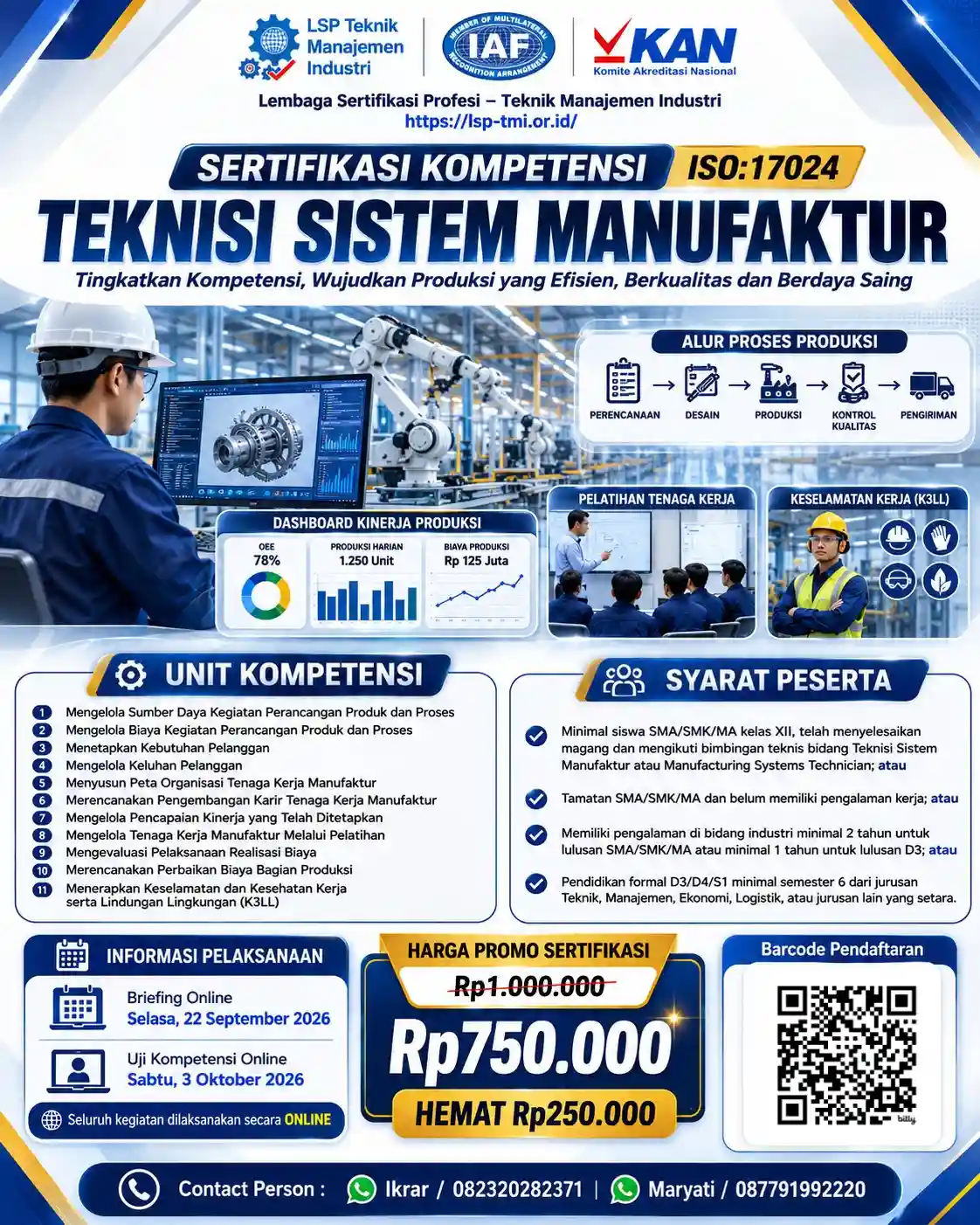 September 2026 : SERTIFIKASI TEKNISI SISTEM MANUFAKTUR